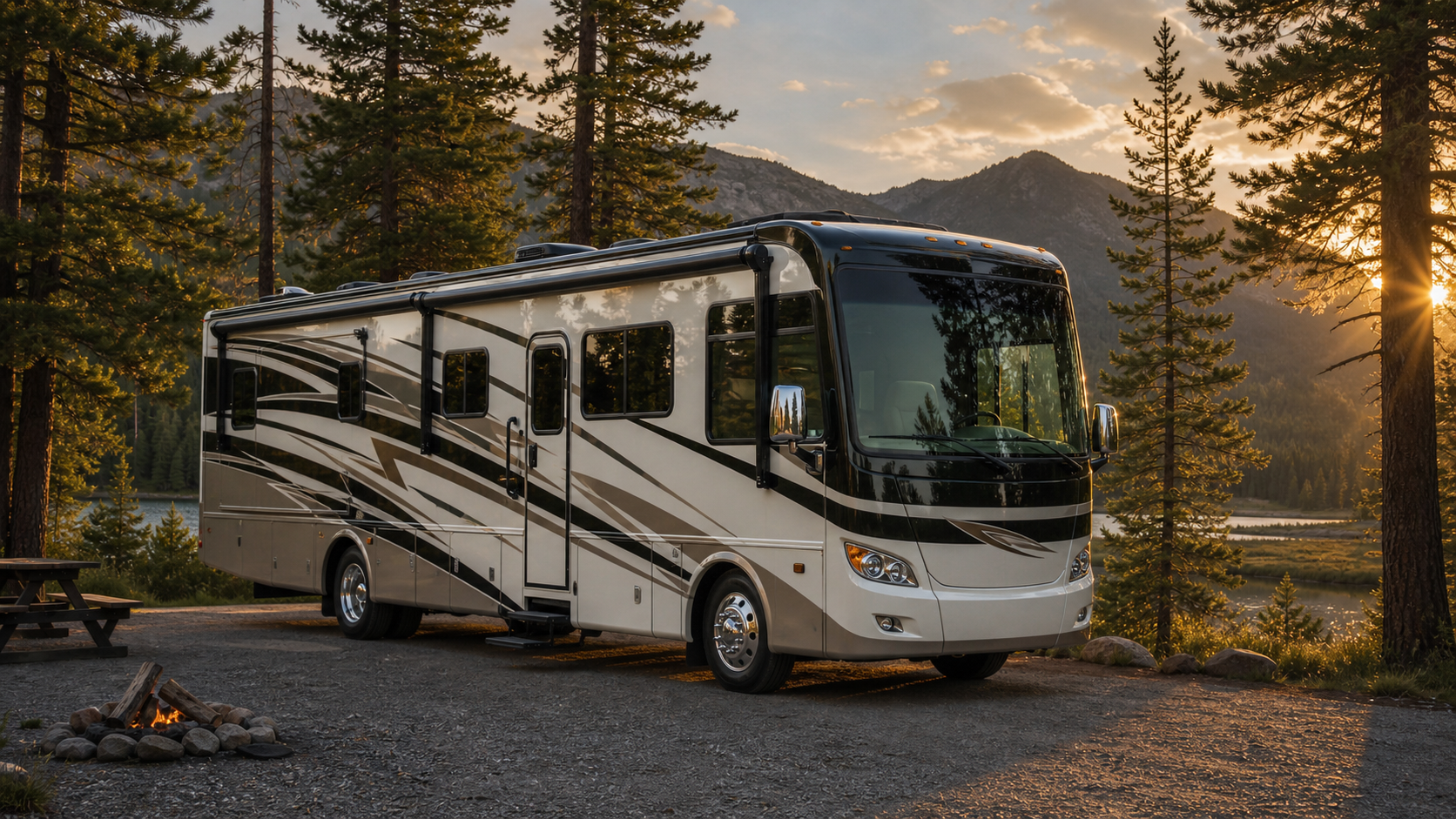 Used Class A motorhome at the Flyinj Motorsports lot